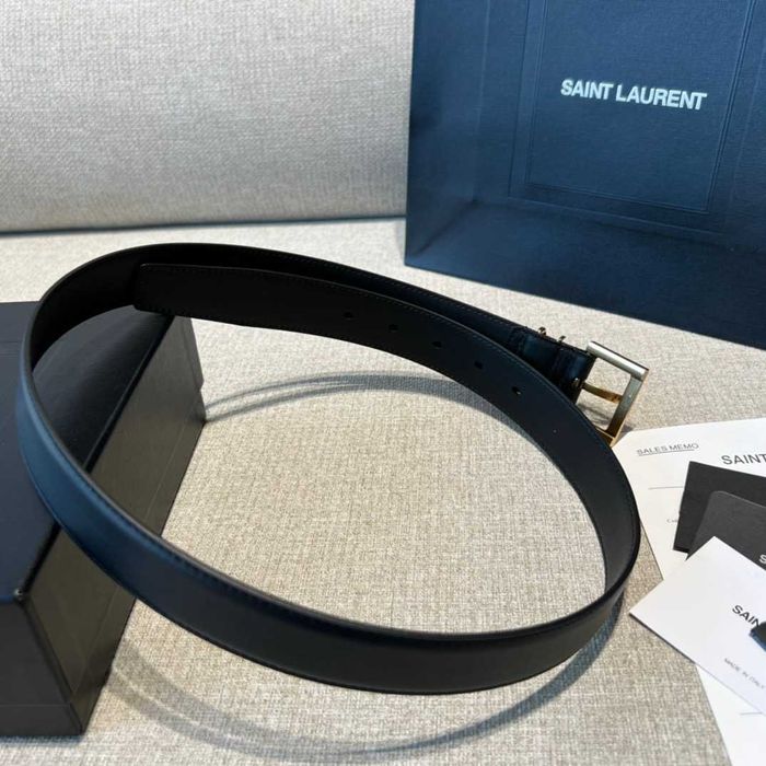 Черный ремень Yves Saint Laurent Ив Сен Лоран ремінь YSL 2 и 3 см