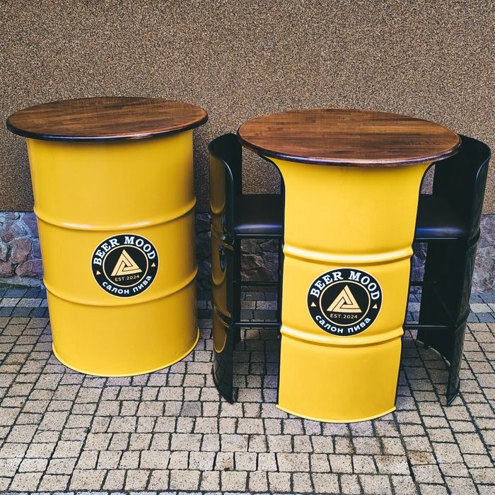 Стіл з бочки з вашим логотипом | Вуличні столи для кафе, фудкорту