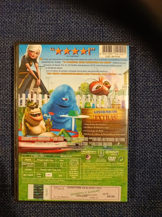 DVD do filme de animação "Monstros vs. Aliens" (portes grátis)