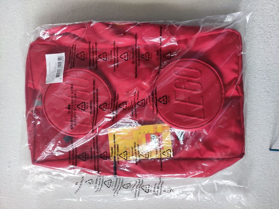 Plecak szkolny 18L , czerwony, Plecak Brick 1x2 LEGO duża wersja kloc