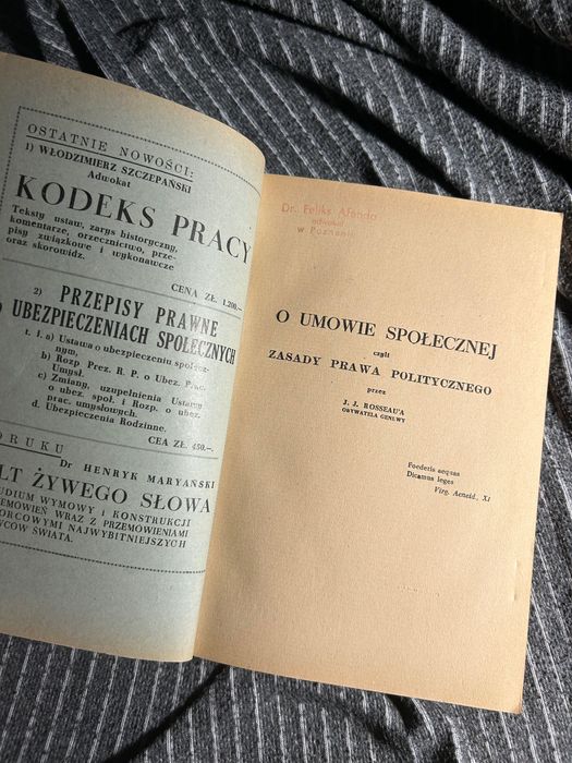 Umowa społeczna - Jan Jakub Rousseau, 1948