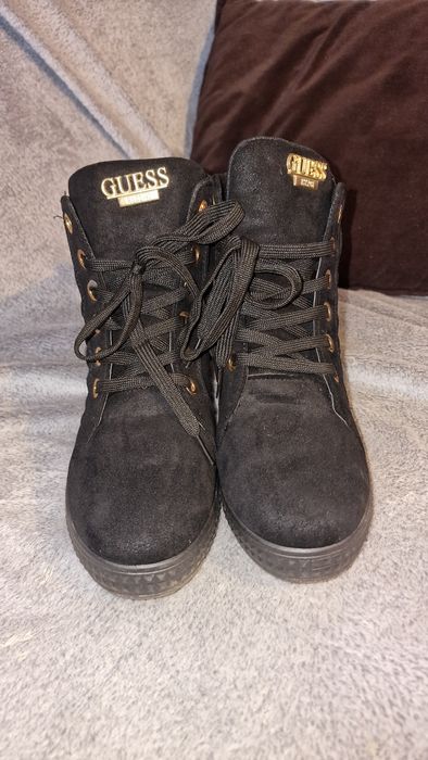 Botki 41 granatowe na koturnie