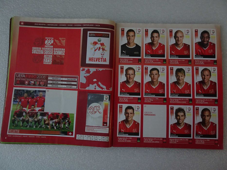 Caderneta de cromos de futebol Euro 2008 Panini (Tem 370 cromos)