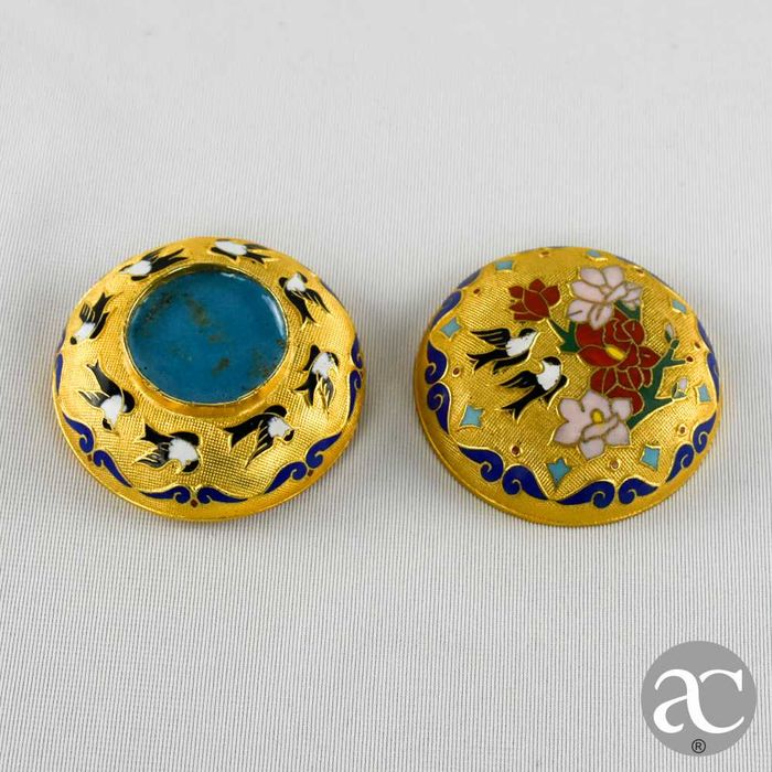 Caixa redonda em cloisonné, China, circa 1950