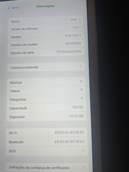 IPad Mini 4 128GB como Novo