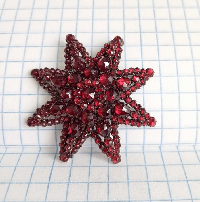Кулон підвіс Зірочка. Томпак. Натуральний Гранат піроп.