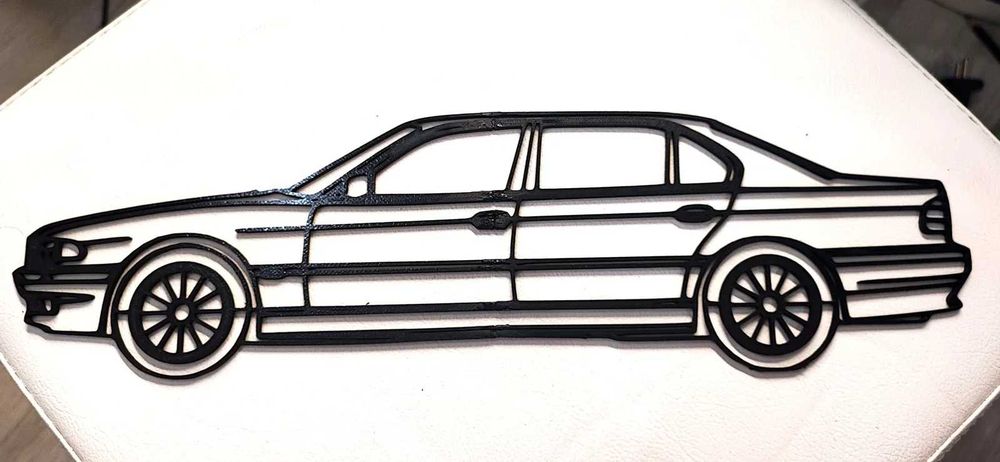 BMW E38 Obrys na ścianę Druk 3D, model dla Fana marki na prezent