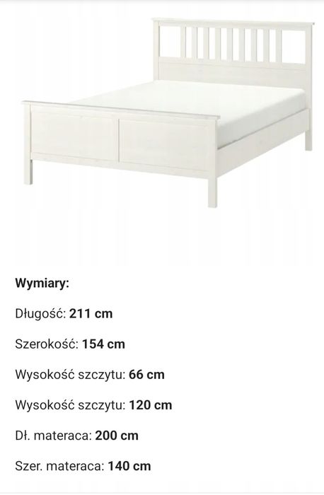Łóżko + materac Ikea Hemnes 140 x 200