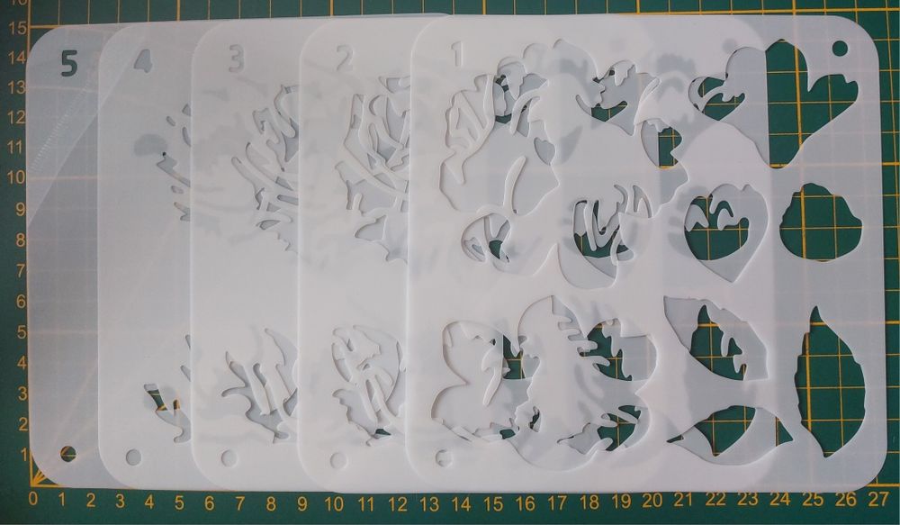 Zestaw szablonów mask do nakładania tuszuszu scrapbooking