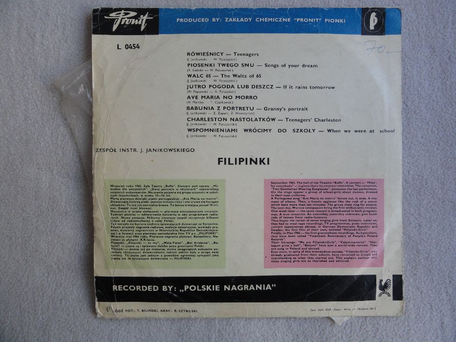 Filipinki Piosenki rówieśników HI-FI winyl PRL