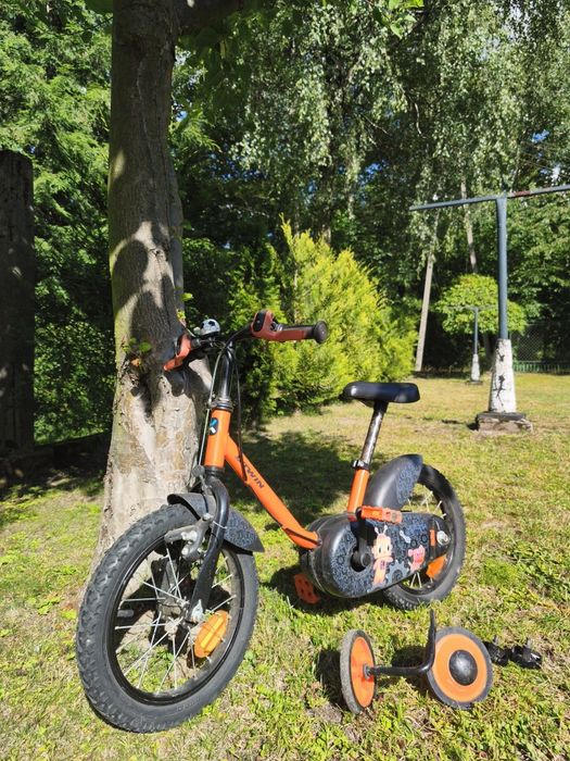 Rowerek rower dziecięcy 14 cali boczne kółka plus kijek