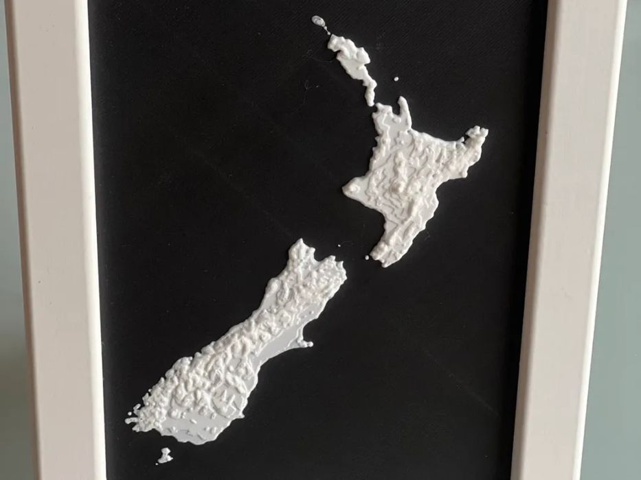 Mapa Topográfico Aotearoa (Nova Zelândia) para Moldura 13x18
