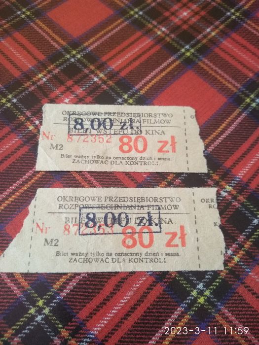 Stare bilety do kina awangarda z 1997 roku