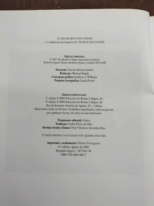 Livro " A Vida Secreta Dos Animais" (CXL1)