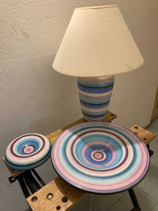 Conjunto Candeeiro, taça e cinzeiro