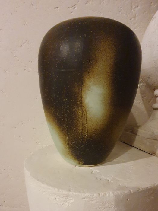 Wysoki WAZON ceramika design loft kolor z przecierką czarno szary