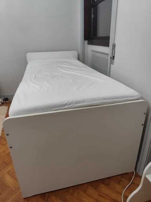 Cama de solteiro 90x200 branca, 4 gavetas IKEA