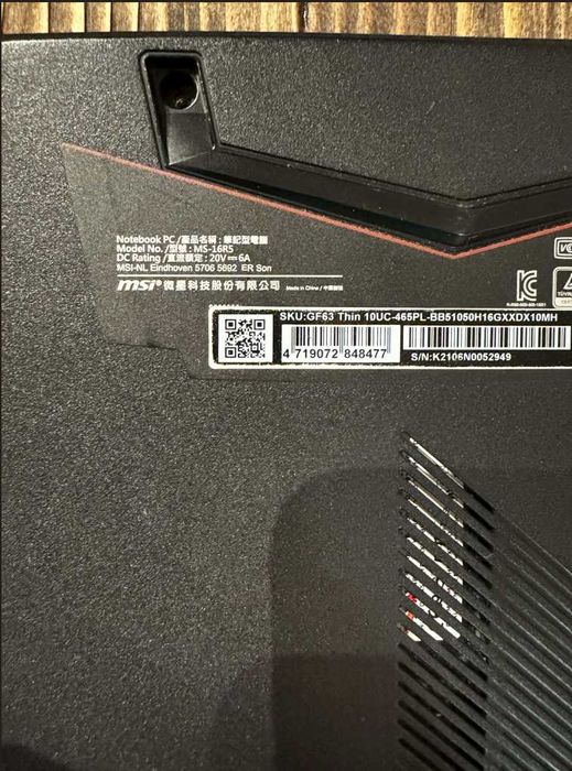 MSI GF63 Thin 10UC / RTX 3050 / 16 GB / i5-10500H / 144 Hz