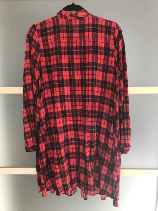 Сукня сорочка картата Рубашка платье в клетку Cropp красно-черное Кроп