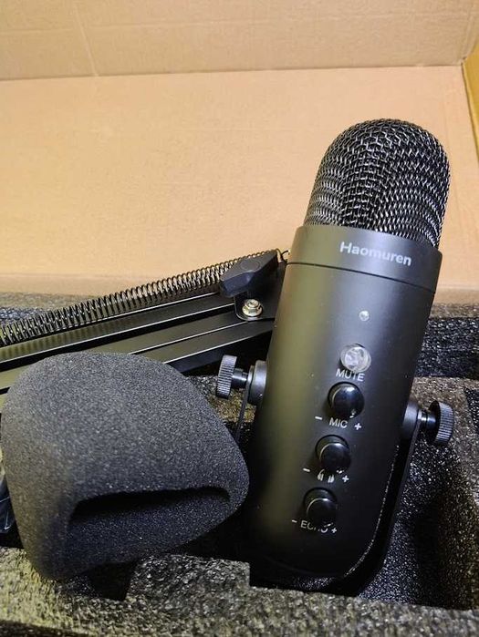 Microfone de Estúdio Profissional Haomuren K66S-C USB + braço – Novo na Caixa