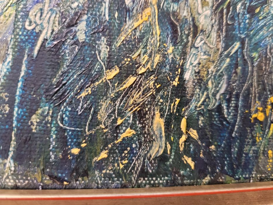 Pejzaż Olejny Impresjonistyczny Staw z Trzcinami