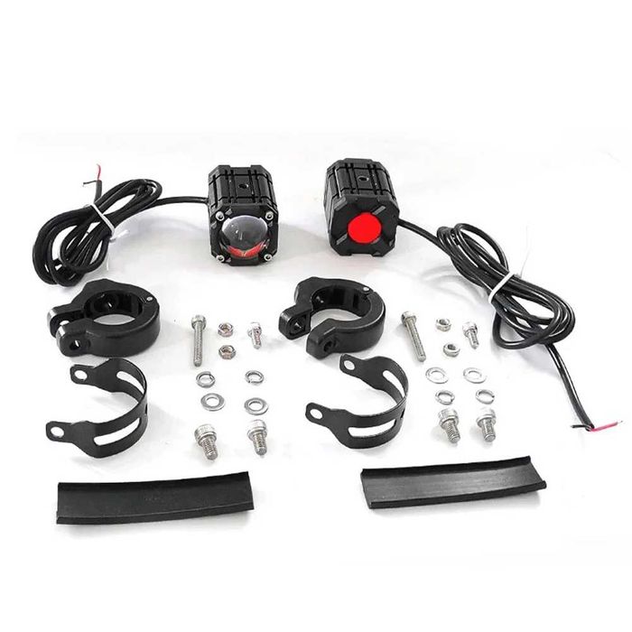 Par de Faróis Auxiliares Bifocais LED 3 Cores Branco/Amarelo/Vermelho