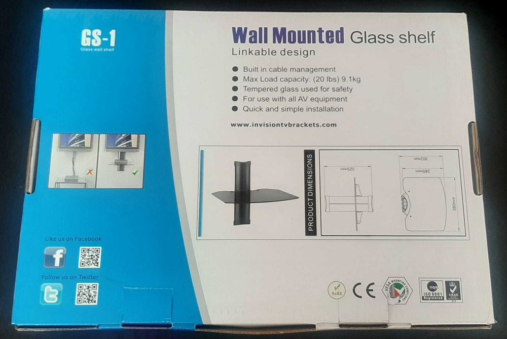 Suporte de parede para apoio de material adicional a TV