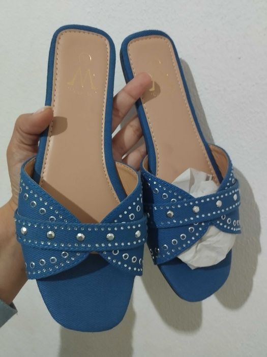 Chinelos ganga azul novos