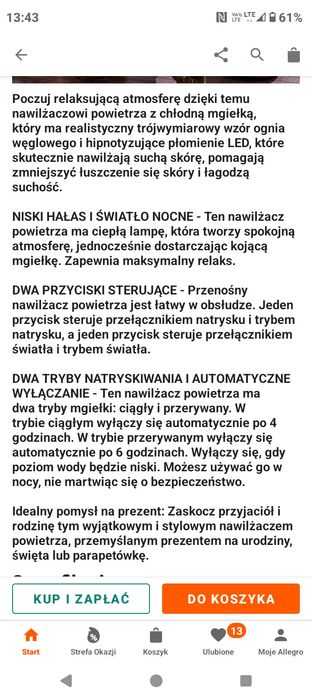 Dyfuzor, nawilżacz powietrza i lampka w jednym Wulkan