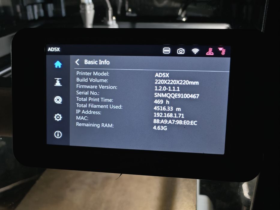 Impressora 3D Flashforge AD5X com extras, Enclosure, câmera, iluminaçã