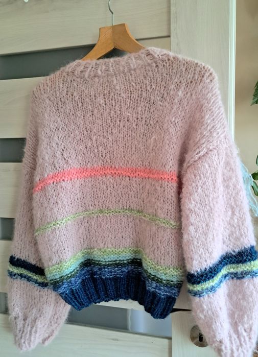 Kolorowy sweterek z Alpaki i Merino .Handmade.