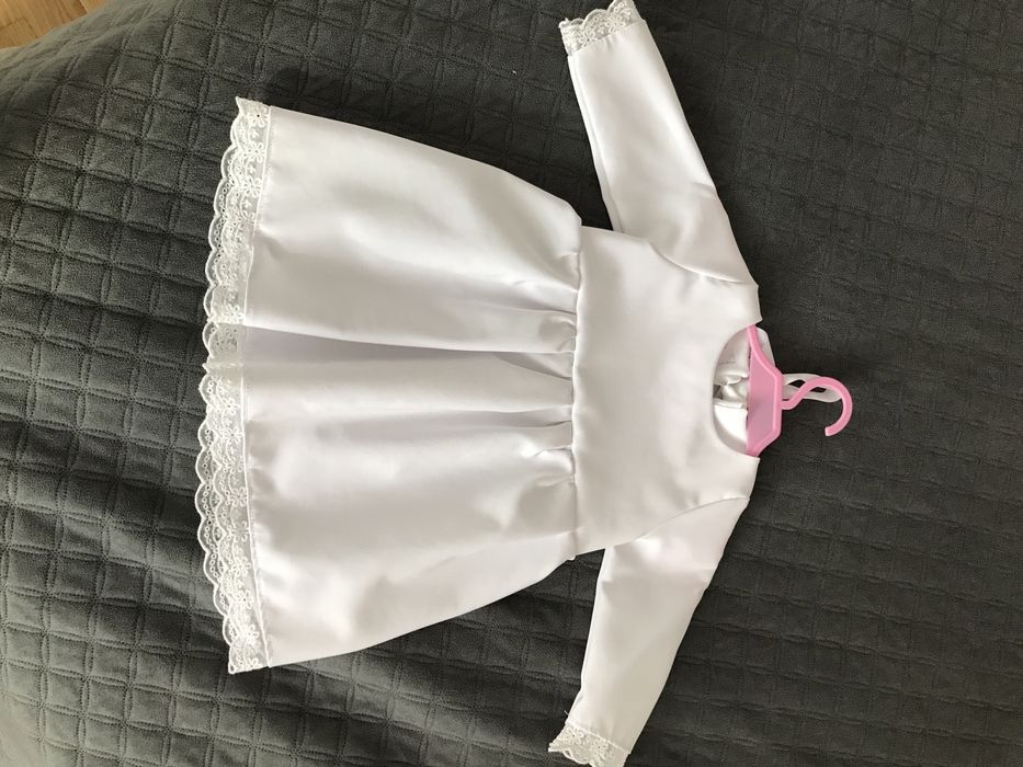 Chrzest śliczna sukienka i płaszczyk 74-86