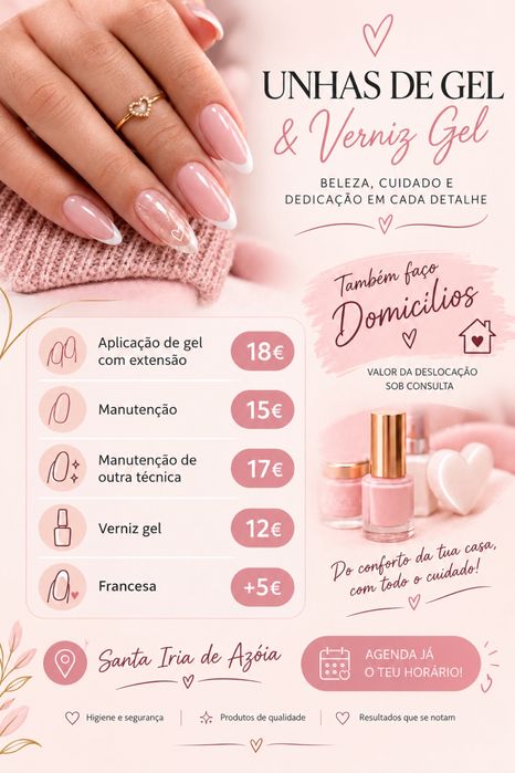 Unhas de gel/serviço manicure
