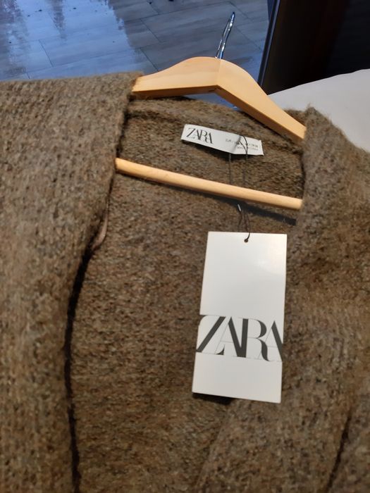 Sweter zara oversize damski glamour płaszcz dzianina płaszczyk tkmaxx