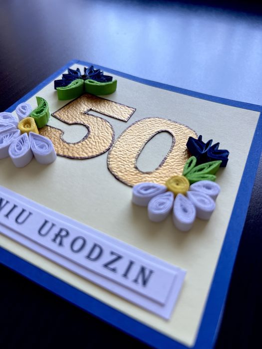Kartka urodzinowa, ręcznie robiona, quilling