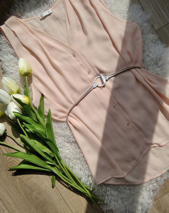 morelowa bluzka bez rękawów oversize 34 XS koszulowa