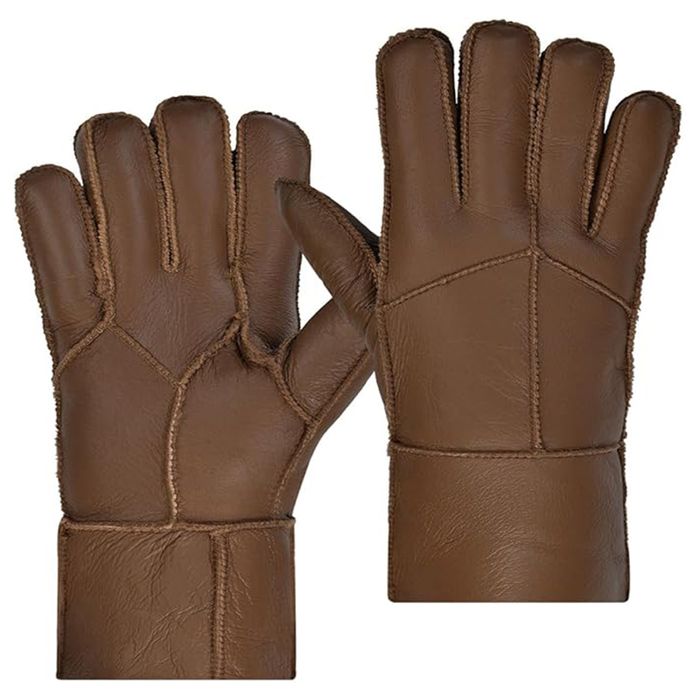 Rękawiczki Ocieplane męskie skórzane L brązowe
