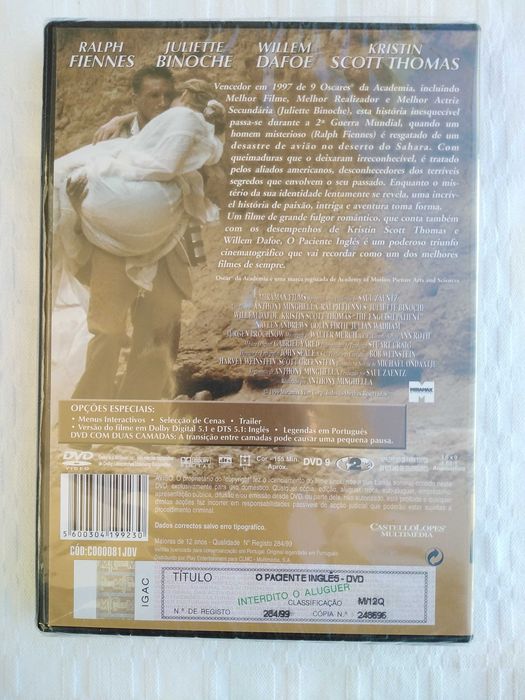 DVD, O Paciente Inglês, Selado