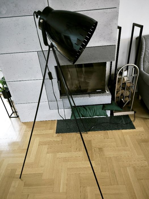 Lampa stojąca podłogowa loft czarna metalowa
