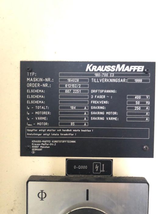Термопластавтомат KRAUSS MAFFEI 180-700 C3 ТПА