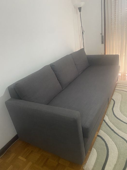 Sofá-cama de 3 lugares, cinz esc IKEA