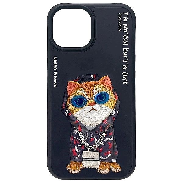 Etui Nimmy Glasses Cool Cat na iPhone 15 - czarne
