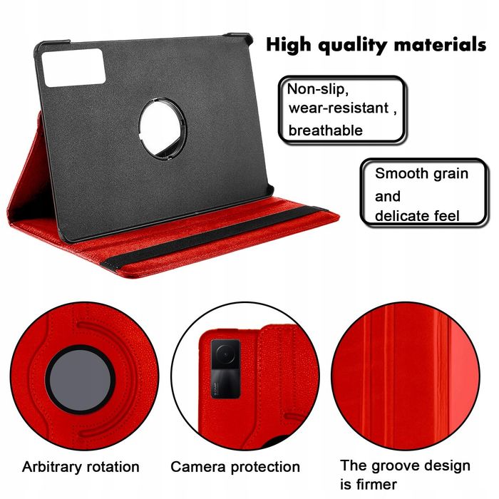 outlet etui sweimen do xiaomi redmi pad se 11" z podstawą czerwone