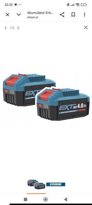 3x Akumulator Li-Ion Erbauer 18 V 4 Ah G2 EXT 8 AH
