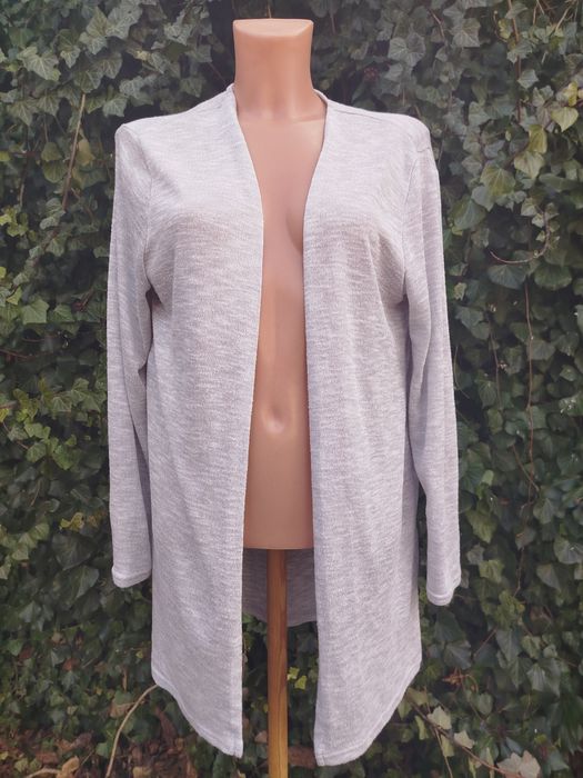Długi, cienki, rozpinany sweter damski, szary, rozmiar L, H&M