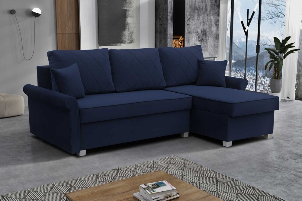 Pikowany narożnik z funkcją spania CLEO - 2 pojemniki na pościel!