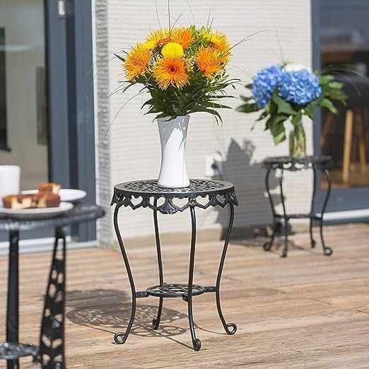 Relaxdays stojak kwietnik 51 x 40 x 40cm, żeliwny kwietnik ogrodowy