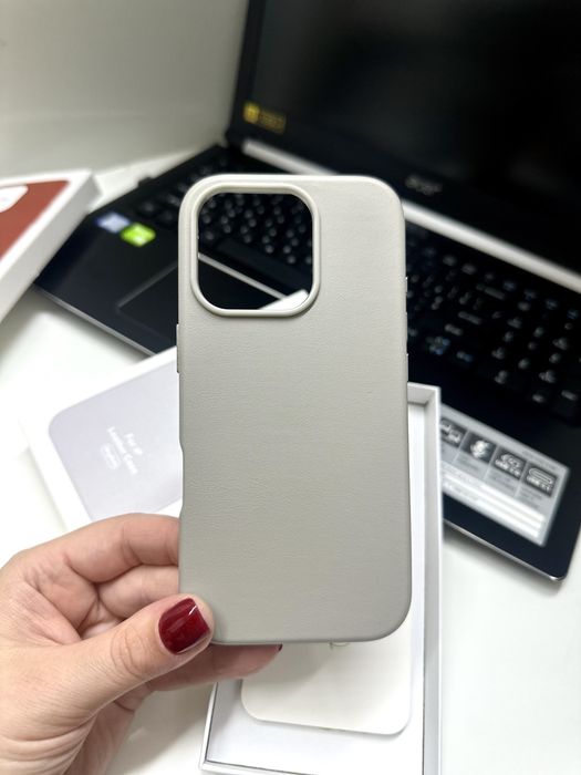 Шкіряний чохол чехол leather case magsafe 16 pro max