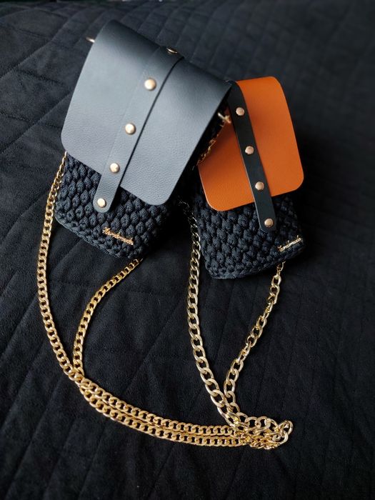 Torebka mała na telefon etui hand made szydelkowa premium