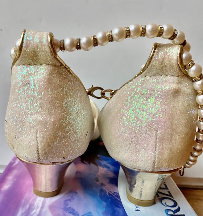 Brokatowe buty, baleriny z perłami i cyrkoniami rozmiar 36/37